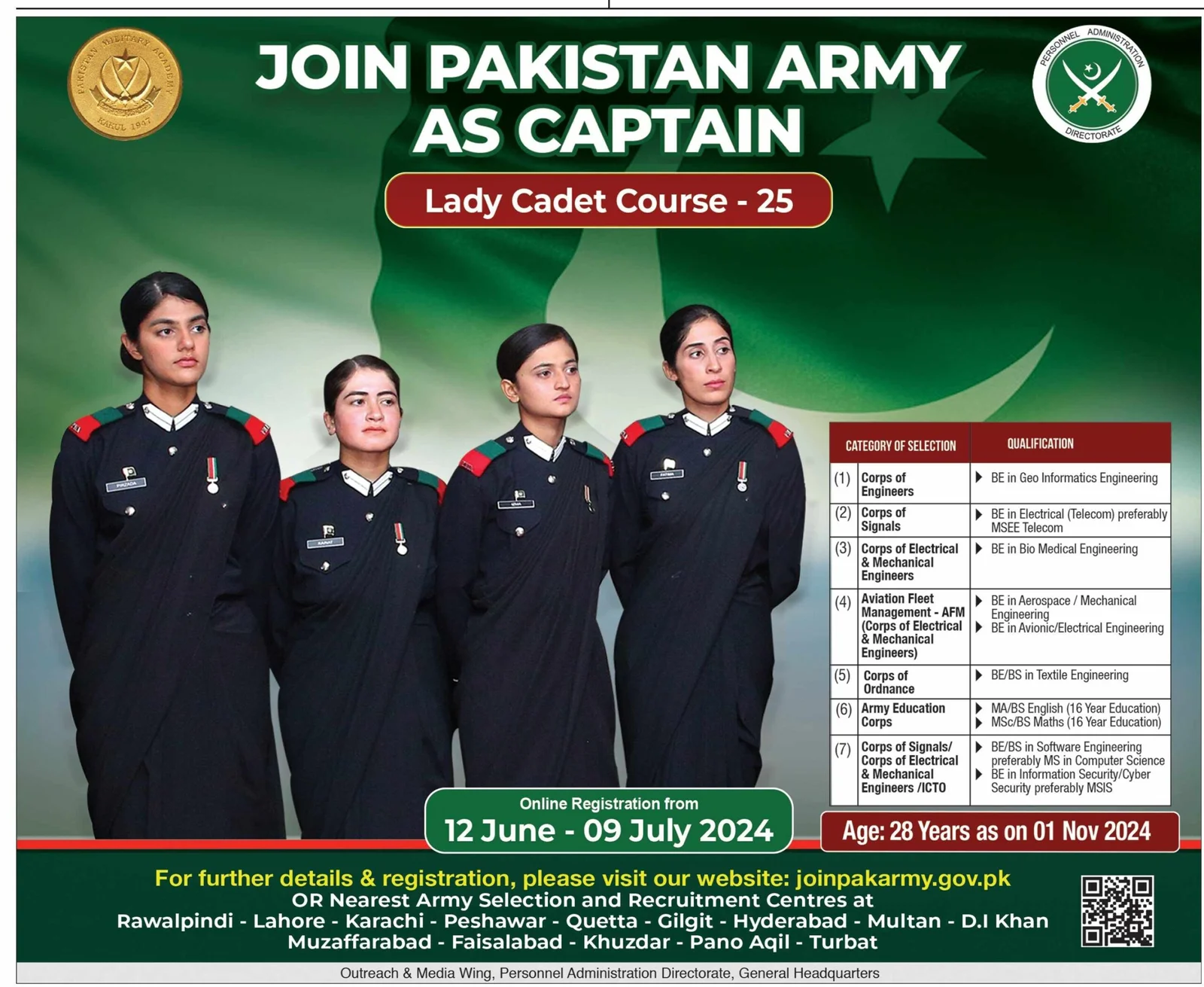 Join Pakistan Army as Lady Captain